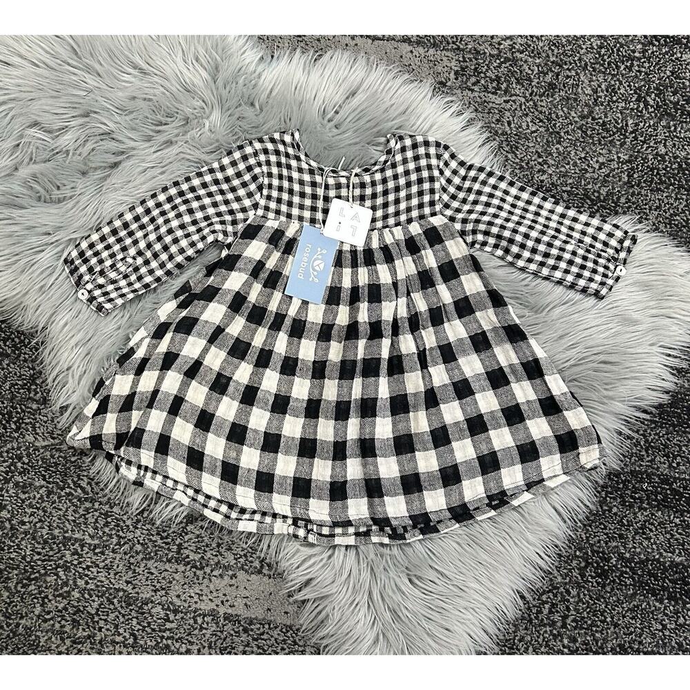 LALI Cleo Black Checkered Cotton Muslin Designed‎ Dress 2Y Fair Trade Made ($56)